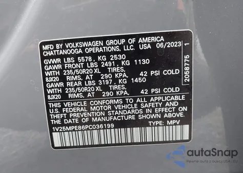 2023 Volkswagen Id.4 S z USA, uszkodzony, nr VIN 1V25MPE86PC036199